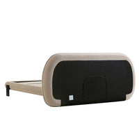 Elystan Oval Headboard Upholstered Bed in Warm Beige Fabric – image 11 of 15