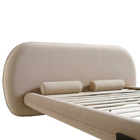 Elystan Oval Headboard Upholstered Bed in Warm Beige Fabric – image 12 of 15