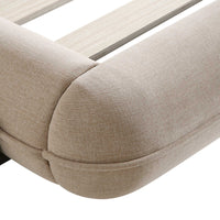 Elystan Oval Headboard Upholstered Bed in Warm Beige Fabric – image 13 of 15