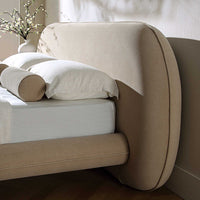 Elystan Oval Headboard Upholstered Bed in Warm Beige Fabric – image 4 of 15