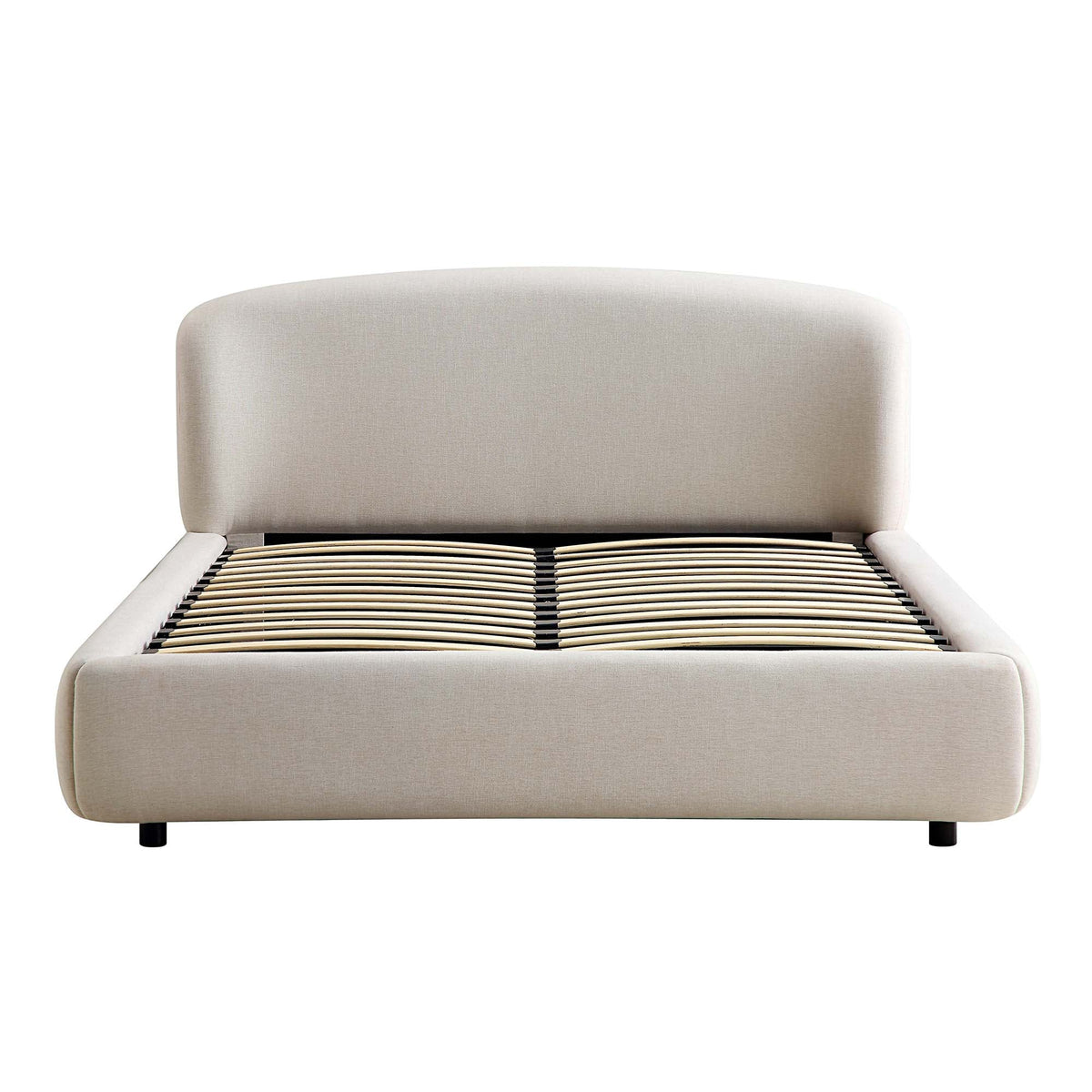 Constance Winged Headboard Ottoman Storage Bed in Beige Linen