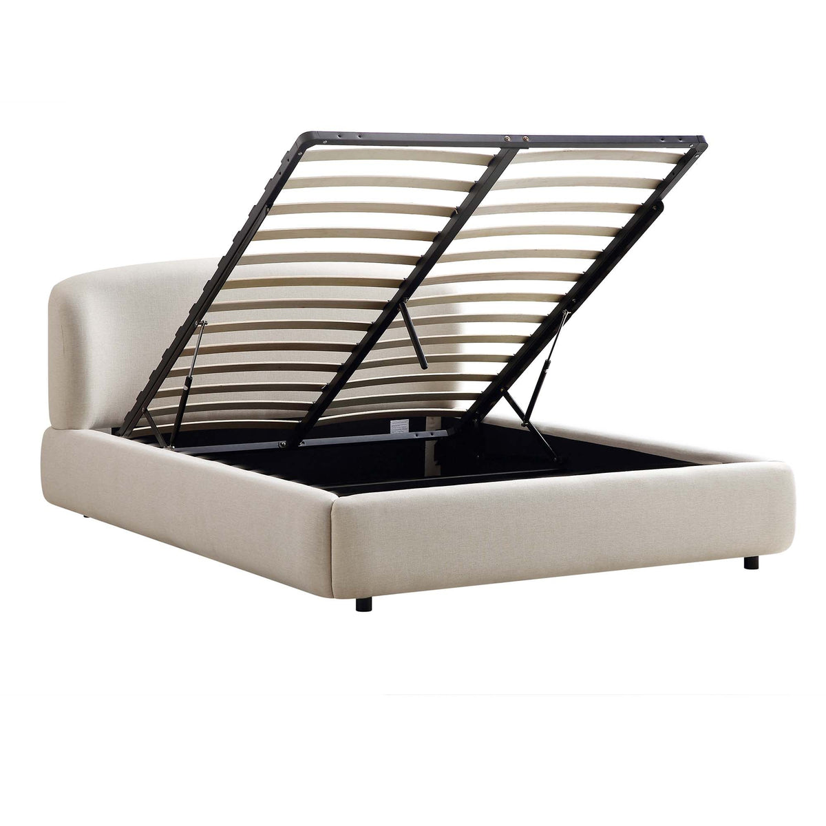 Constance Winged Headboard Ottoman Storage Bed in Beige Linen