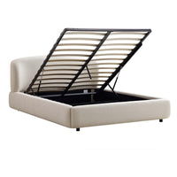Constance Winged Headboard Ottoman Storage Bed in Beige Linen – image 9 of 69