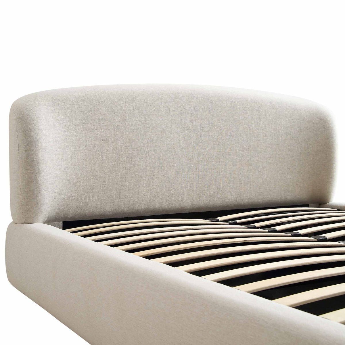 Constance Winged Headboard Ottoman Storage Bed in Beige Linen