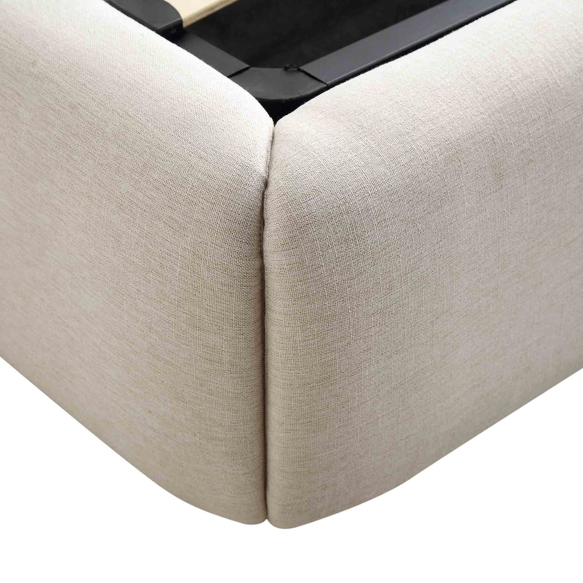 Constance Winged Headboard Ottoman Storage Bed in Beige Linen