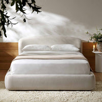 Constance Winged Headboard Ottoman Storage Bed in Beige Linen – image 2 of 69