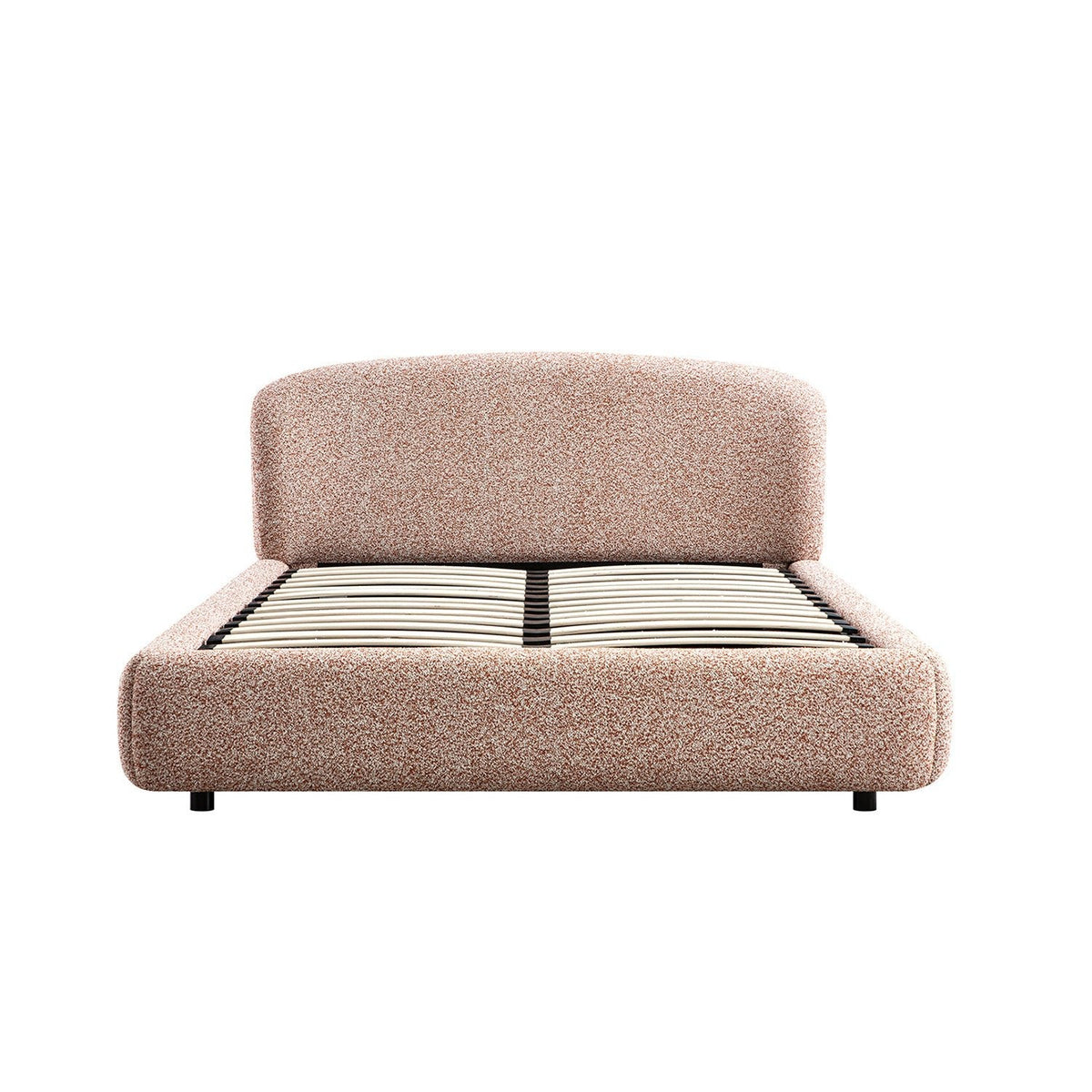 Constance Winged Headboard Ottoman Storage Bed in Musk Blush Boucle
