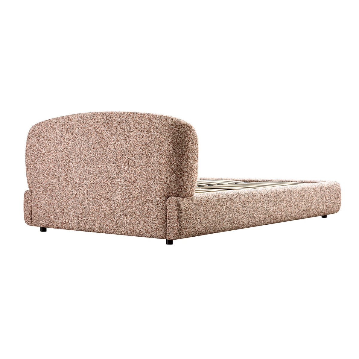 Constance Winged Headboard Ottoman Storage Bed in Musk Blush Boucle