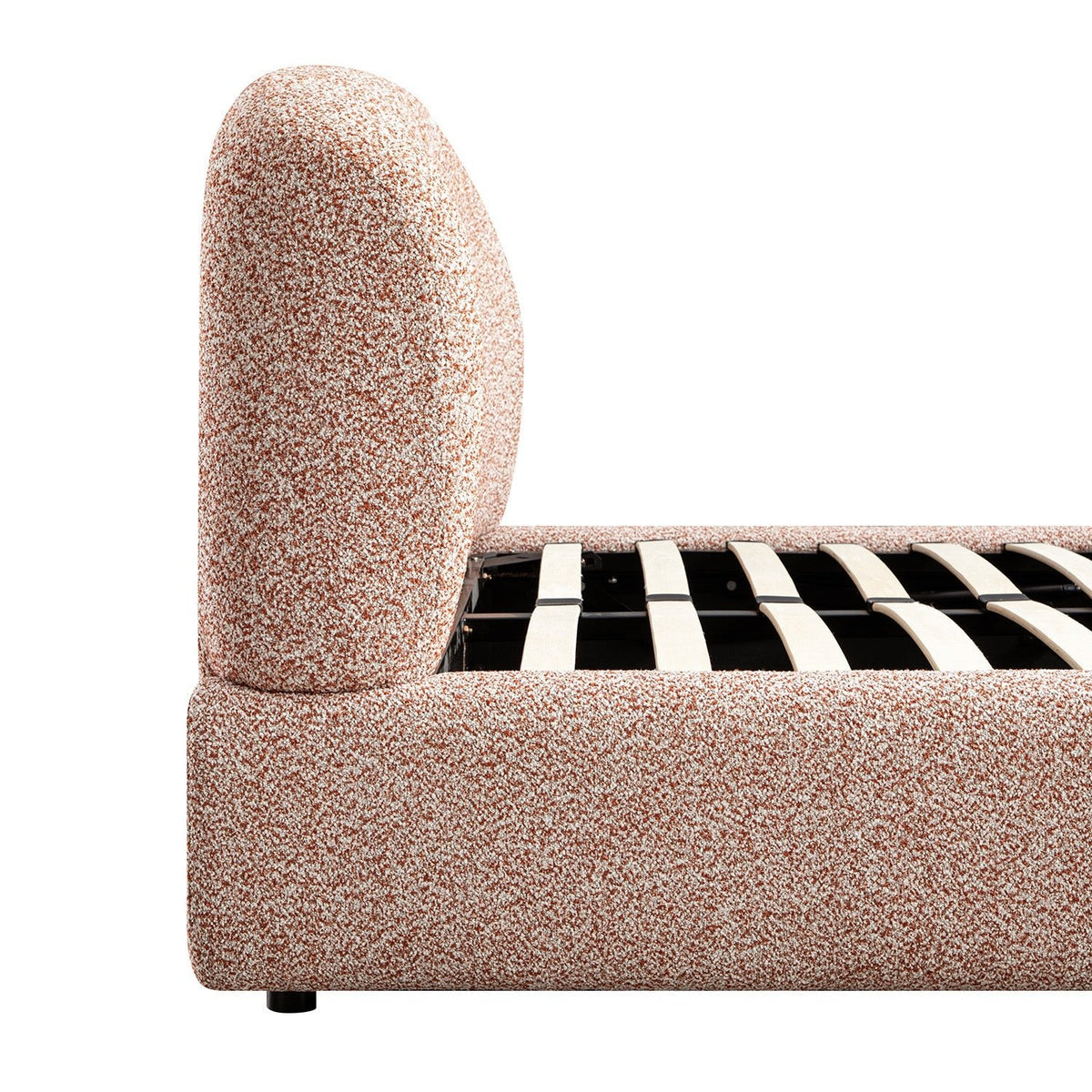 Constance Winged Headboard Ottoman Storage Bed in Musk Blush Boucle