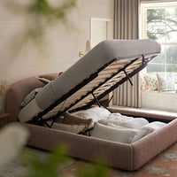 Constance Winged Headboard Ottoman Storage Bed in Musk Blush Boucle – image 35 of 69