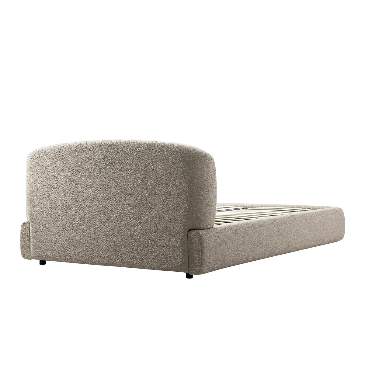 Constance Winged Headboard Ottoman Storage Bed in Light Taupe Boucle