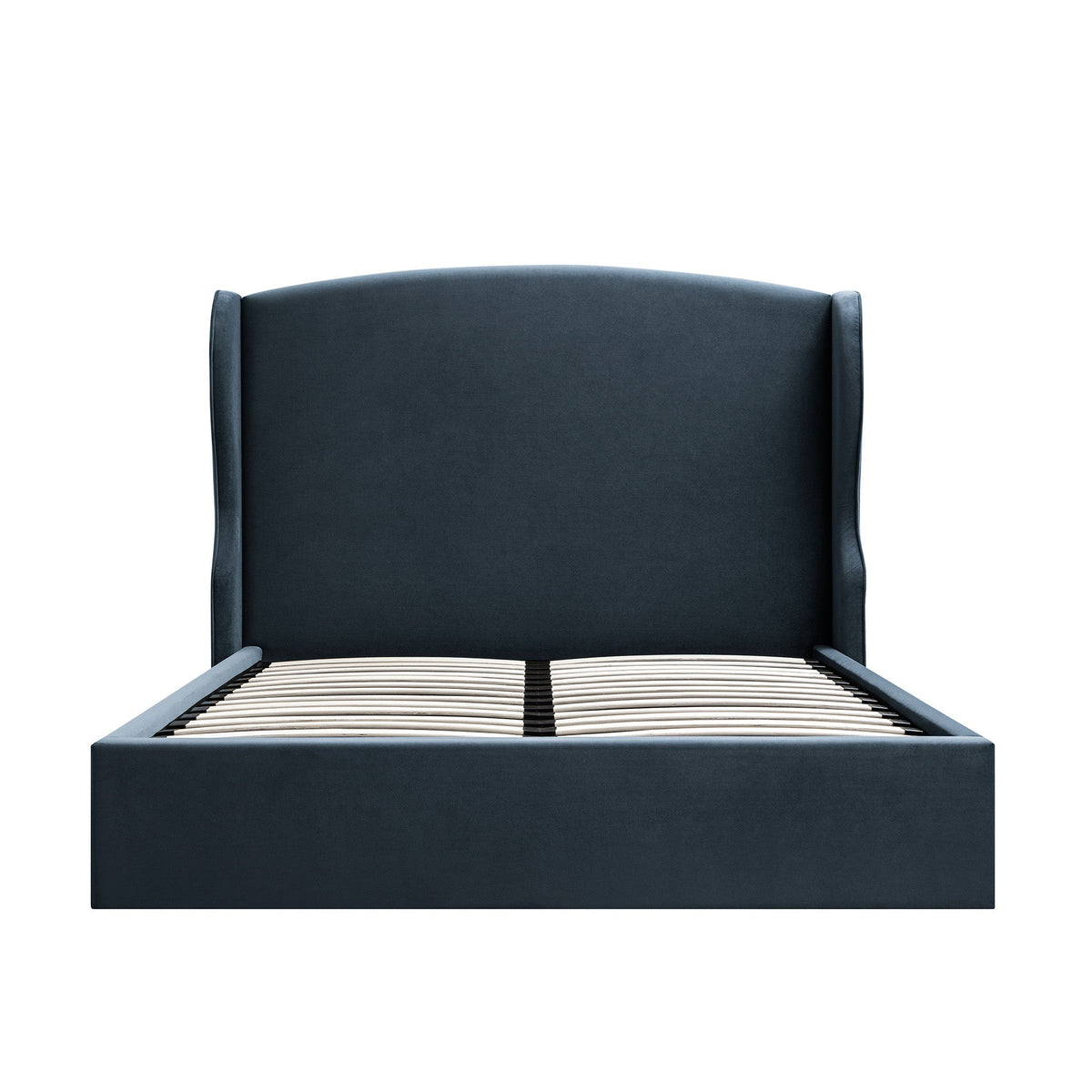 Kimberly Winged Upholstered Storage Bed in Aegean Blue Velvet