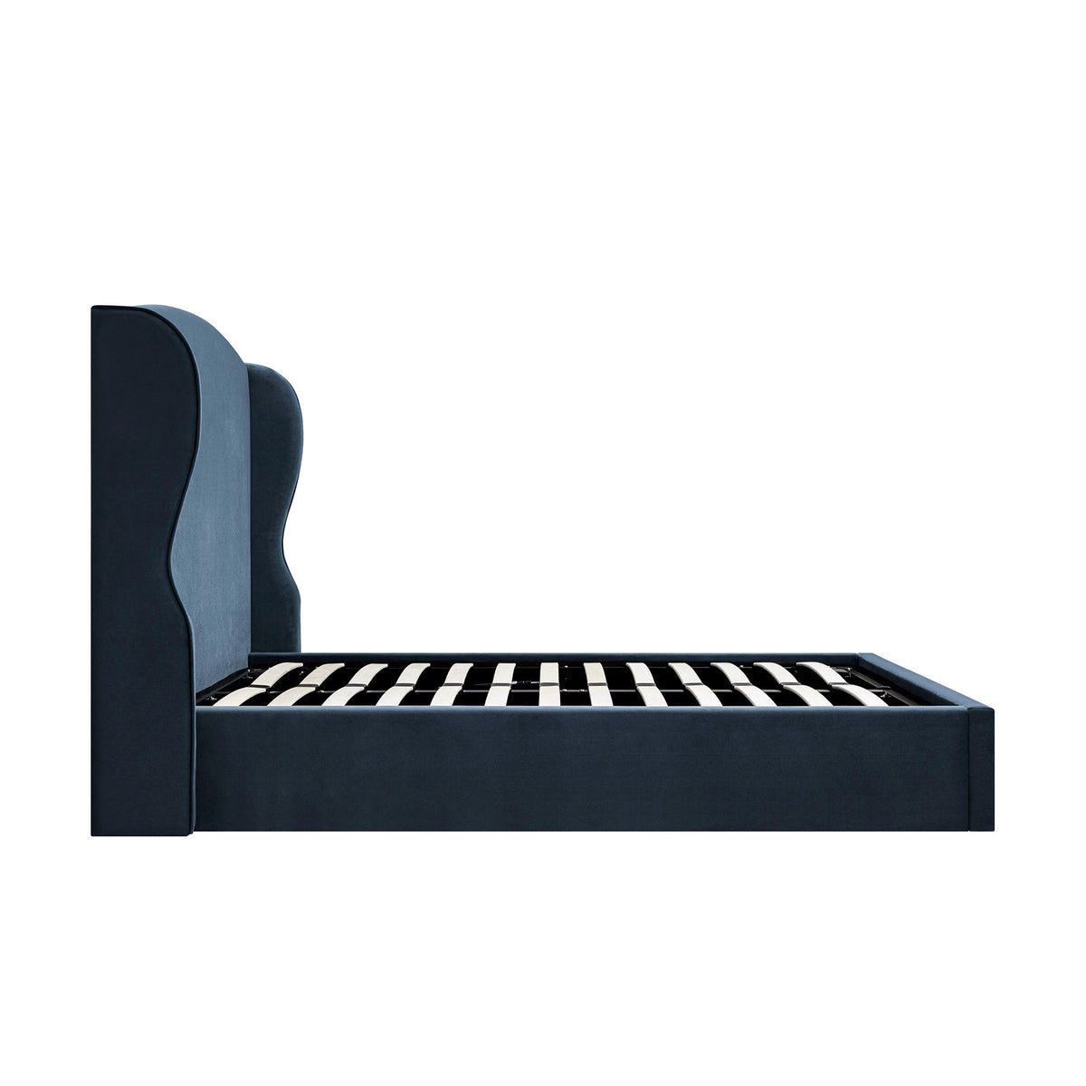 Kimberly Winged Upholstered Storage Bed in Aegean Blue Velvet