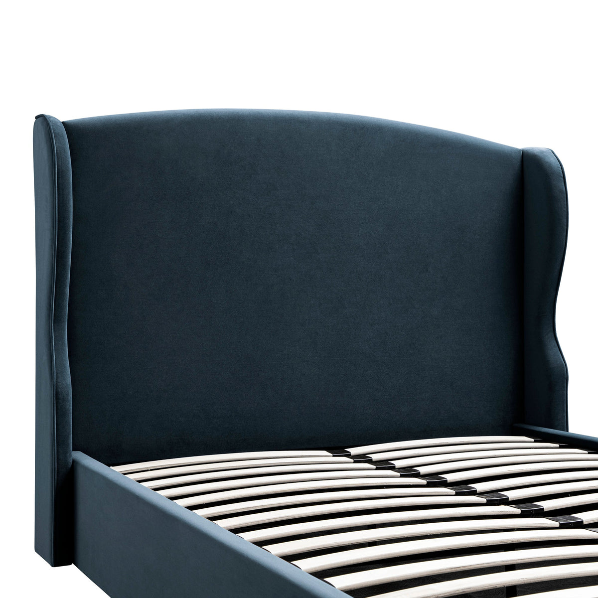 Kimberly Winged Upholstered Storage Bed in Aegean Blue Velvet