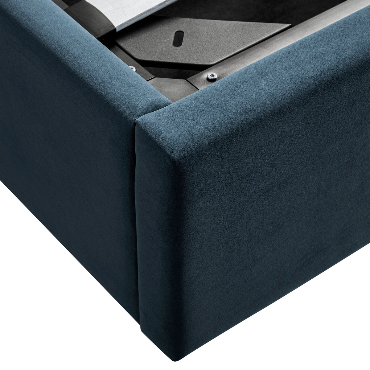 Kimberly Winged Upholstered Storage Bed in Aegean Blue Velvet