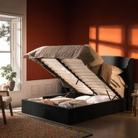 Kimberly Winged Upholstered Storage Bed in Aegean Blue Velvet – image 3 of 88