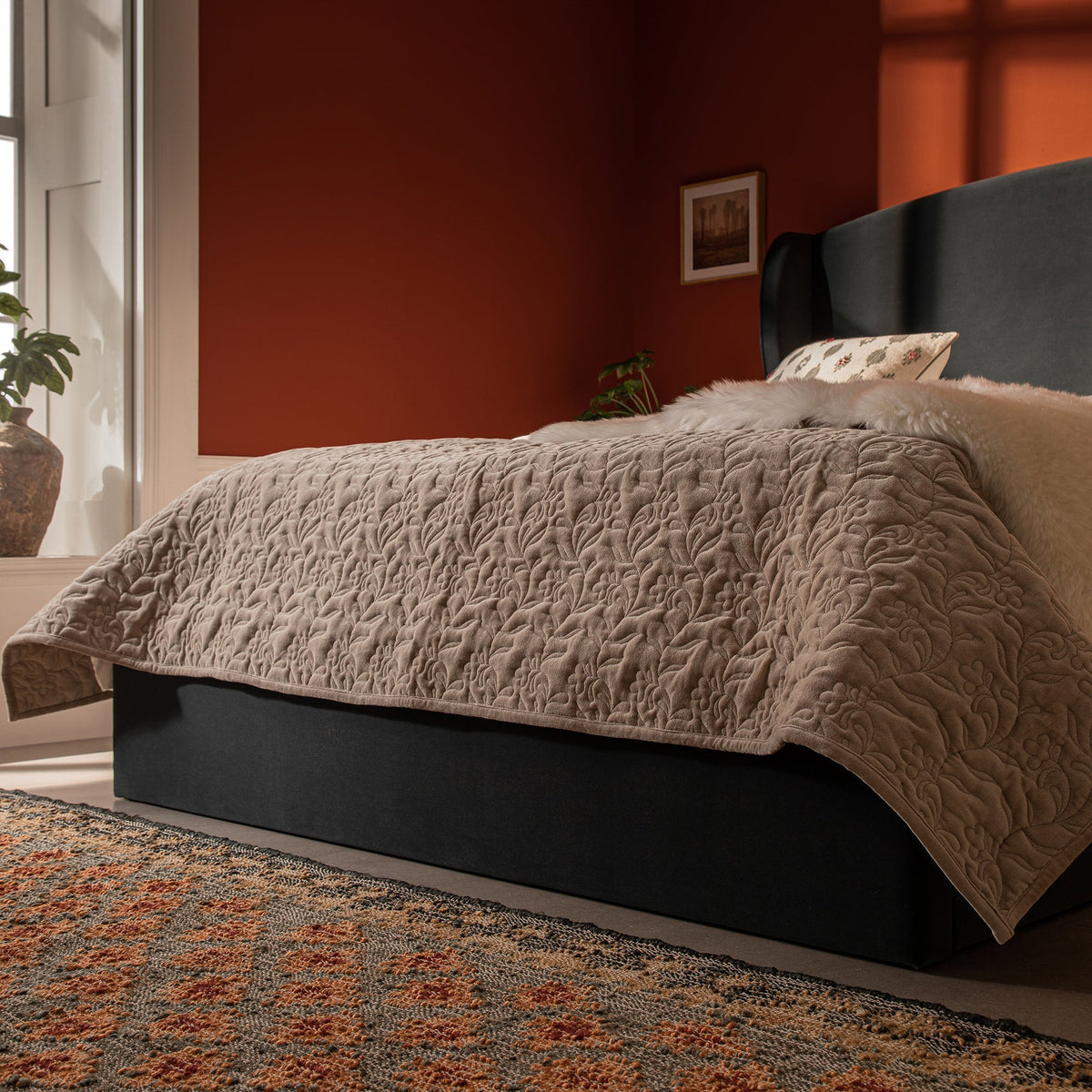 Kimberly Winged Upholstered Storage Bed in Aegean Blue Velvet