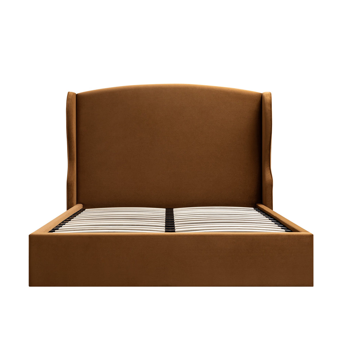 Kimberly Winged Upholstered Storage Bed in Cinnamon Velvet