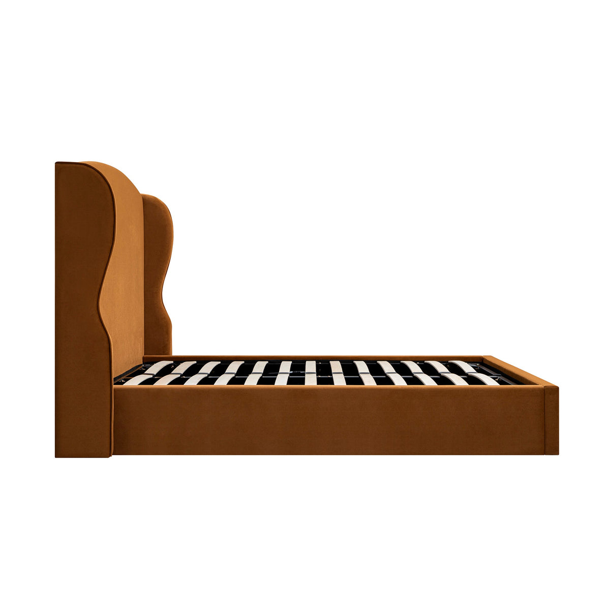 Kimberly Winged Upholstered Storage Bed in Cinnamon Velvet