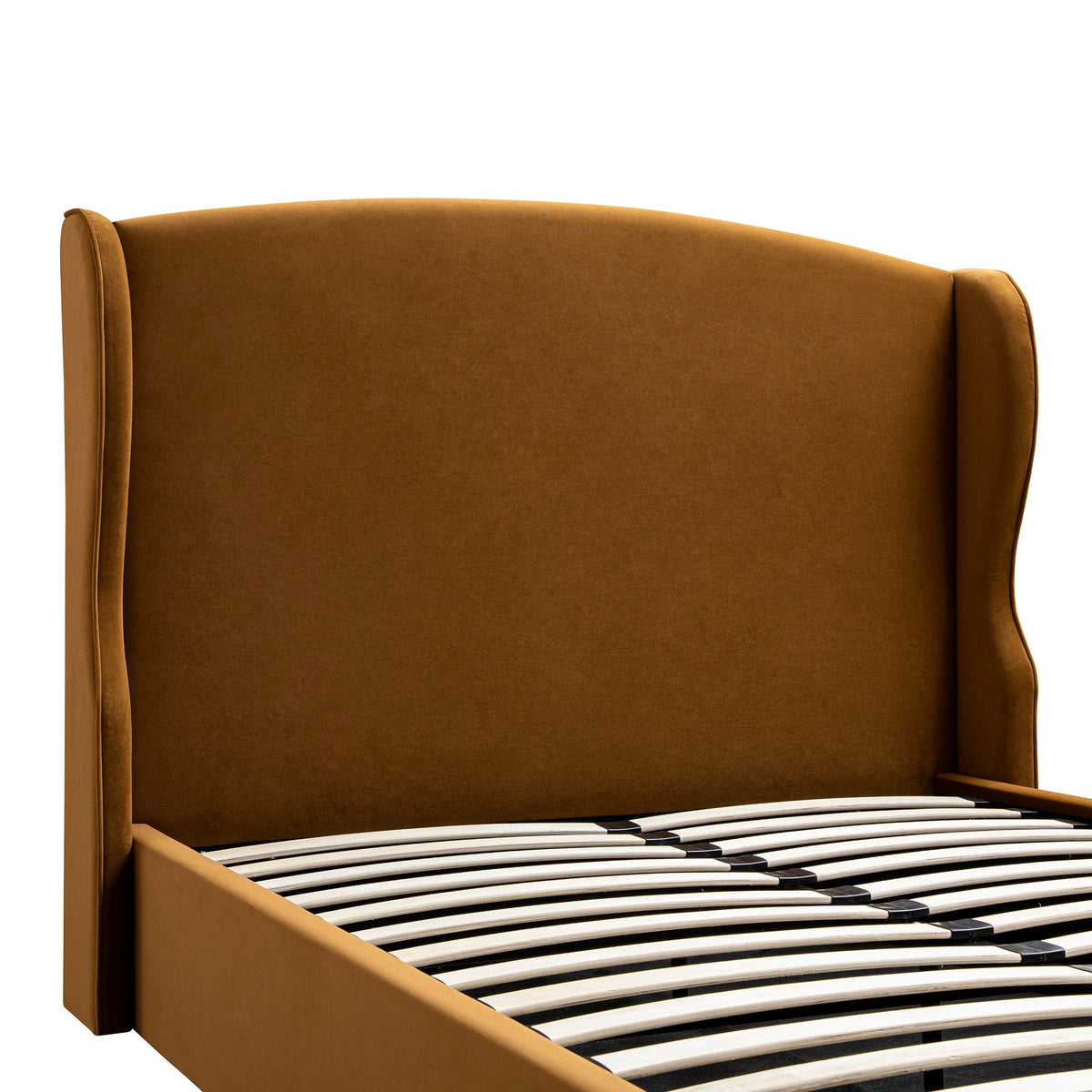 Kimberly Winged Upholstered Storage Bed in Cinnamon Velvet