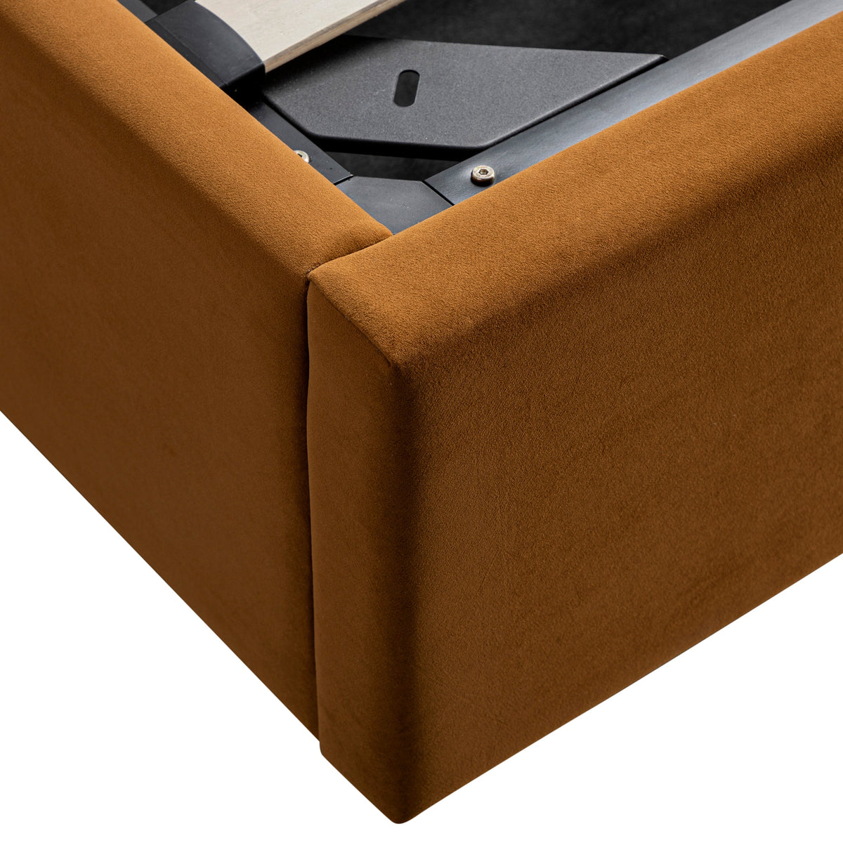 Kimberly Winged Upholstered Storage Bed in Cinnamon Velvet