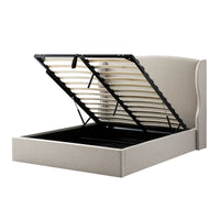 Kimberly Winged Upholstered Storage Bed in Sand Fabric – image 65 of 88