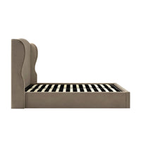 Kimberly Winged Upholstered Storage Bed in Taupe Velvet – image 83 of 88