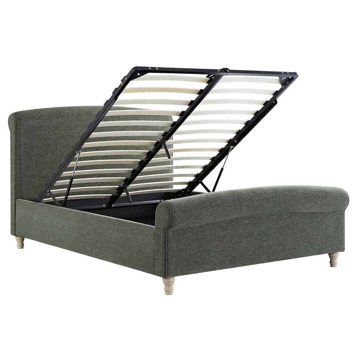 Porchester Ottoman Storage Sleigh Bed in Forest Green Chenille