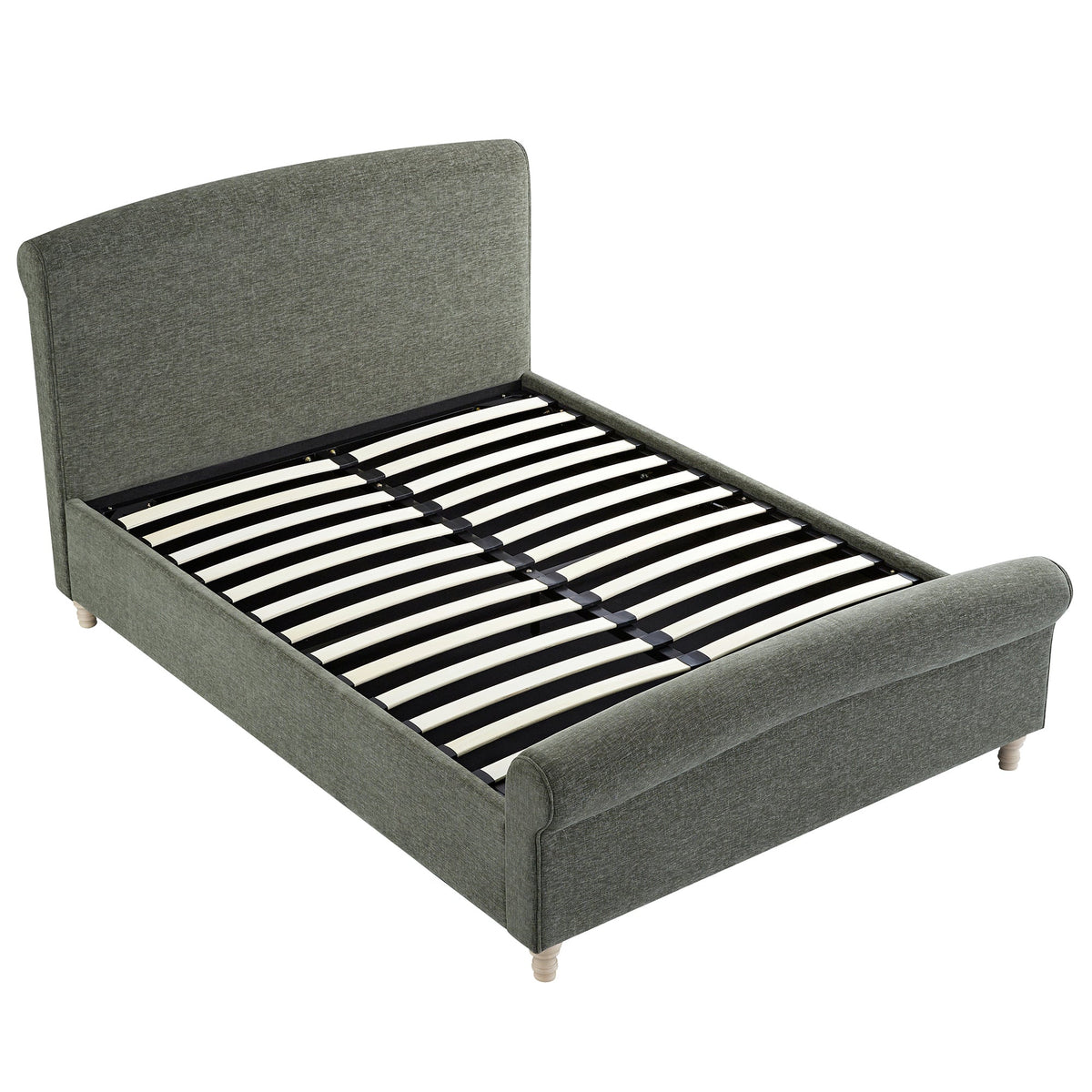 Porchester Ottoman Storage Sleigh Bed in Forest Green Chenille