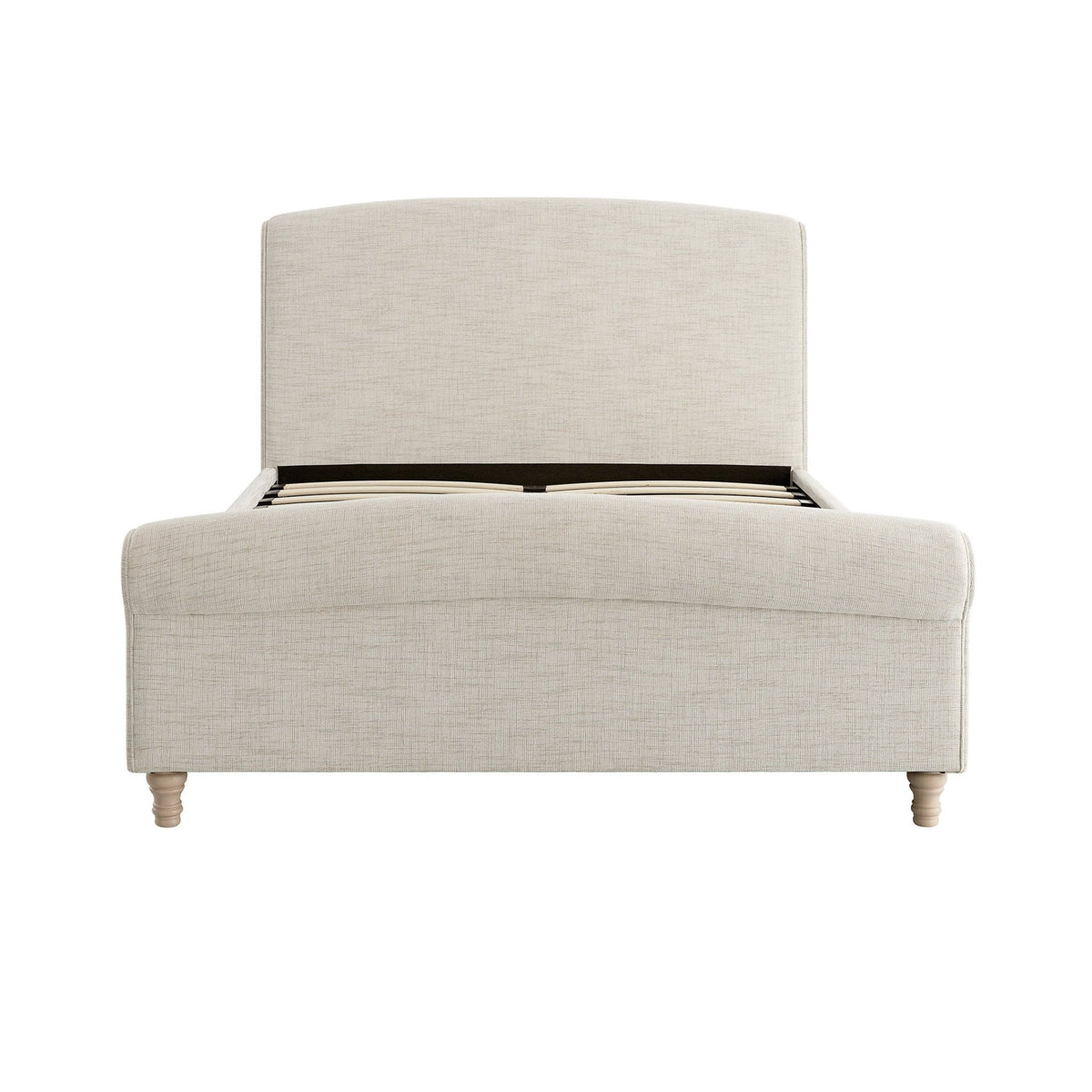 Porchester Ottoman Storage Sleigh Bed in Oatmeal Woven Textured Fabric