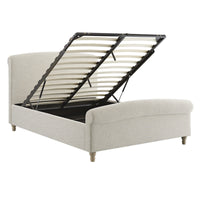 Porchester Ottoman Storage Sleigh Bed in Oatmeal Woven Textured Fabric – image 33 of 40