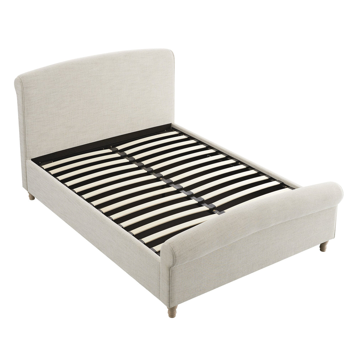 Porchester Ottoman Storage Sleigh Bed in Oatmeal Woven Textured Fabric