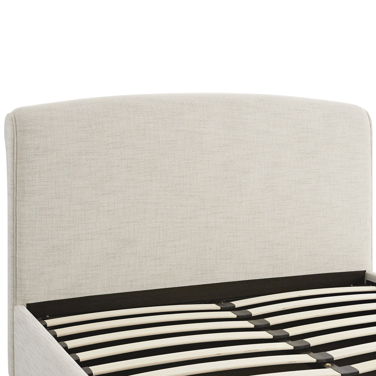 Porchester Ottoman Storage Sleigh Bed in Oatmeal Woven Textured Fabric