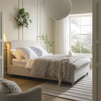 Porchester Ottoman Storage Sleigh Bed in Oatmeal Woven Textured Fabric – image 21 of 40