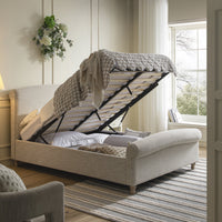 Porchester Ottoman Storage Sleigh Bed in Oatmeal Woven Textured Fabric – image 24 of 40
