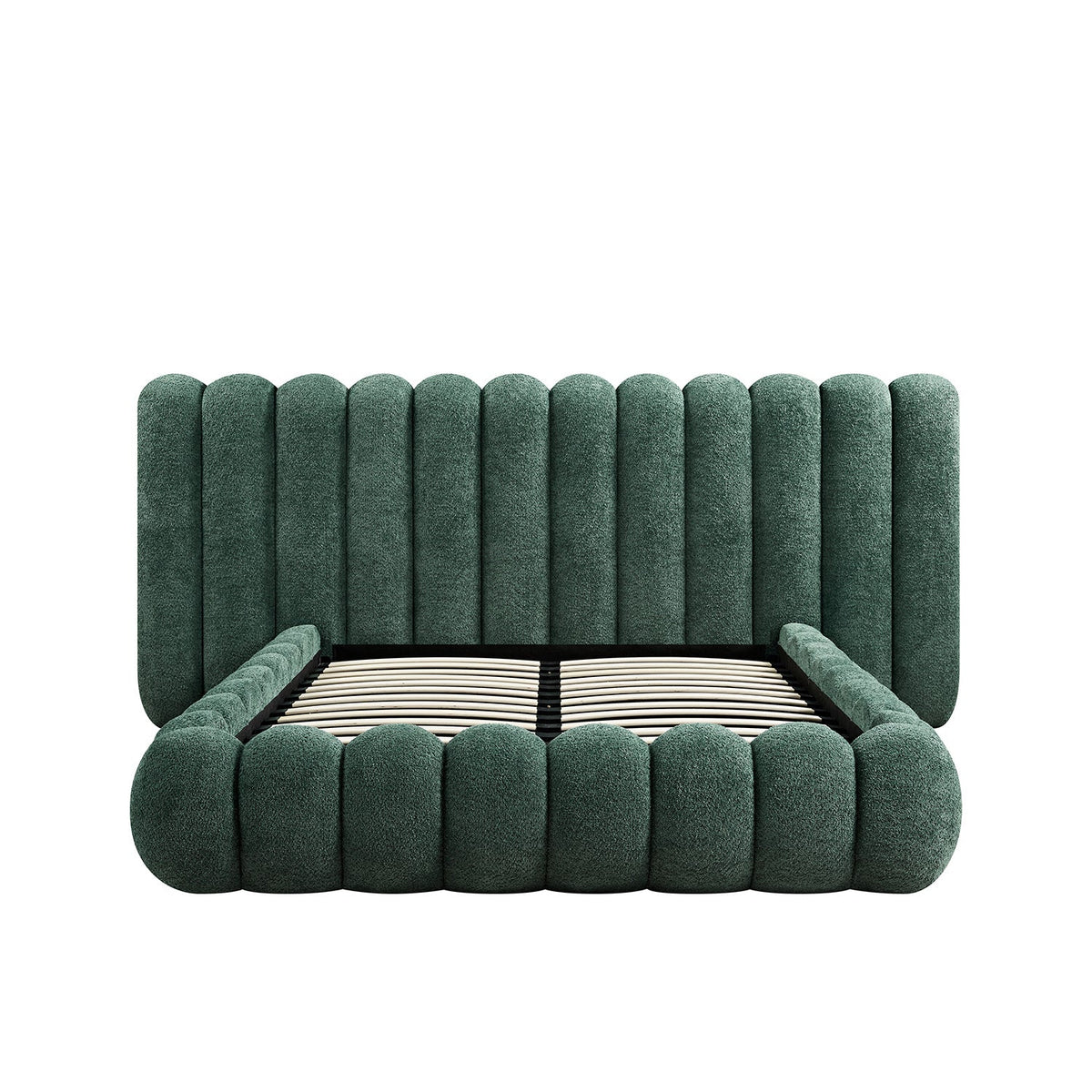 Sebastian Grand Storage Bed in Forest Green Teddy Bouclé