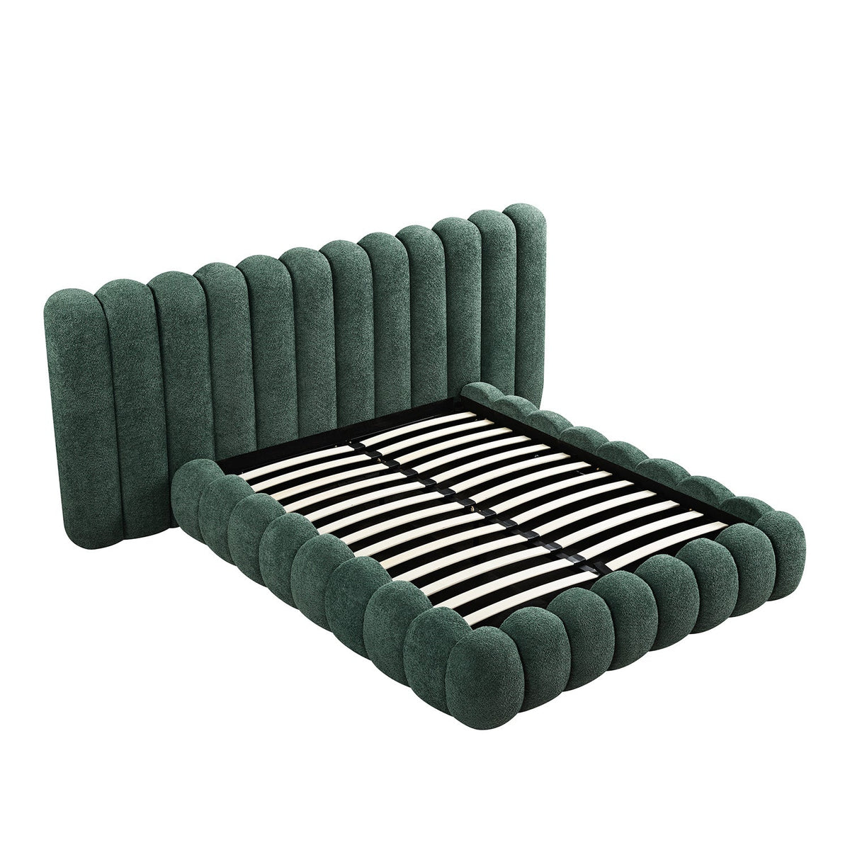 Sebastian Grand Storage Bed in Forest Green Teddy Bouclé