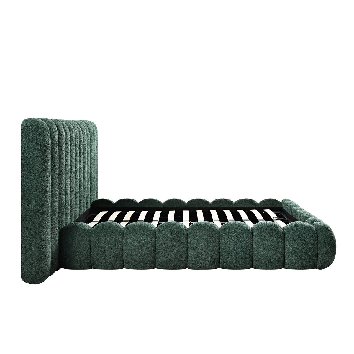 Sebastian Grand Storage Bed in Forest Green Teddy Bouclé