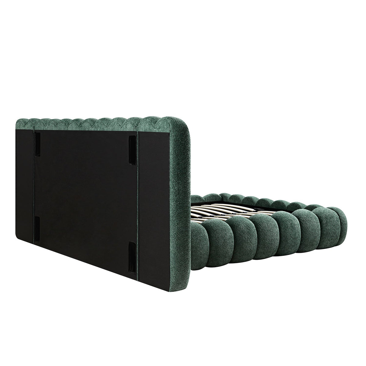 Sebastian Grand Storage Bed in Forest Green Teddy Bouclé