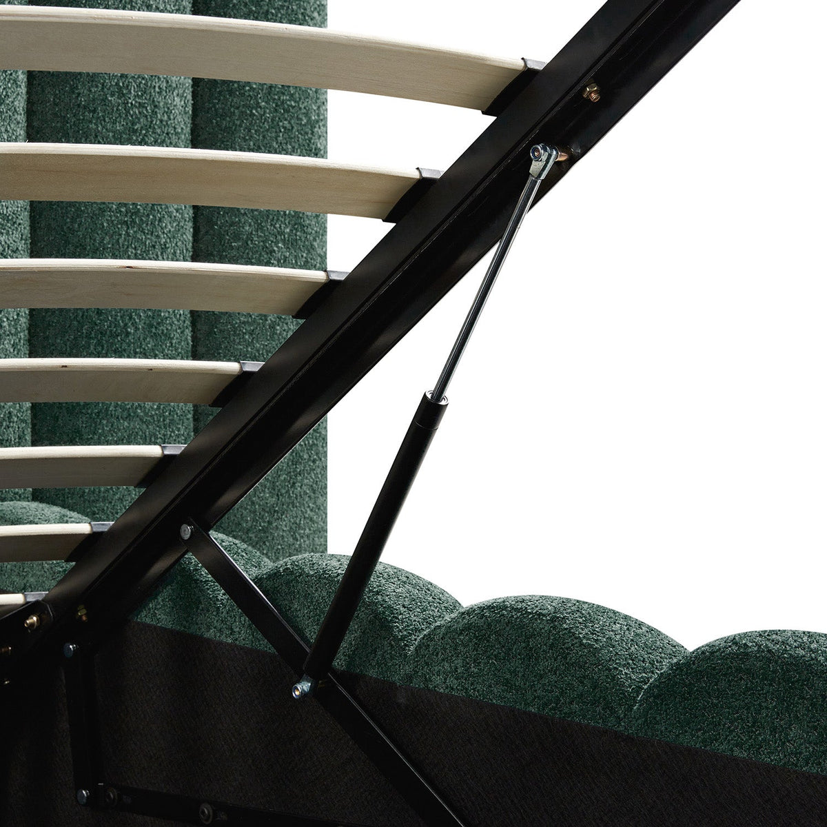 Sebastian Grand Storage Bed in Forest Green Teddy Bouclé