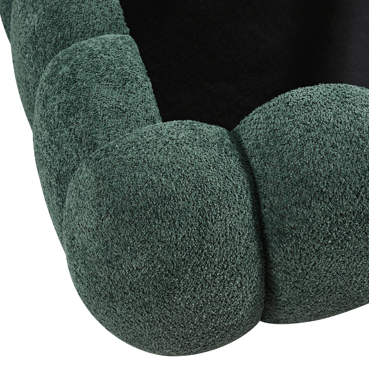 Sebastian Grand Storage Bed in Forest Green Teddy Bouclé