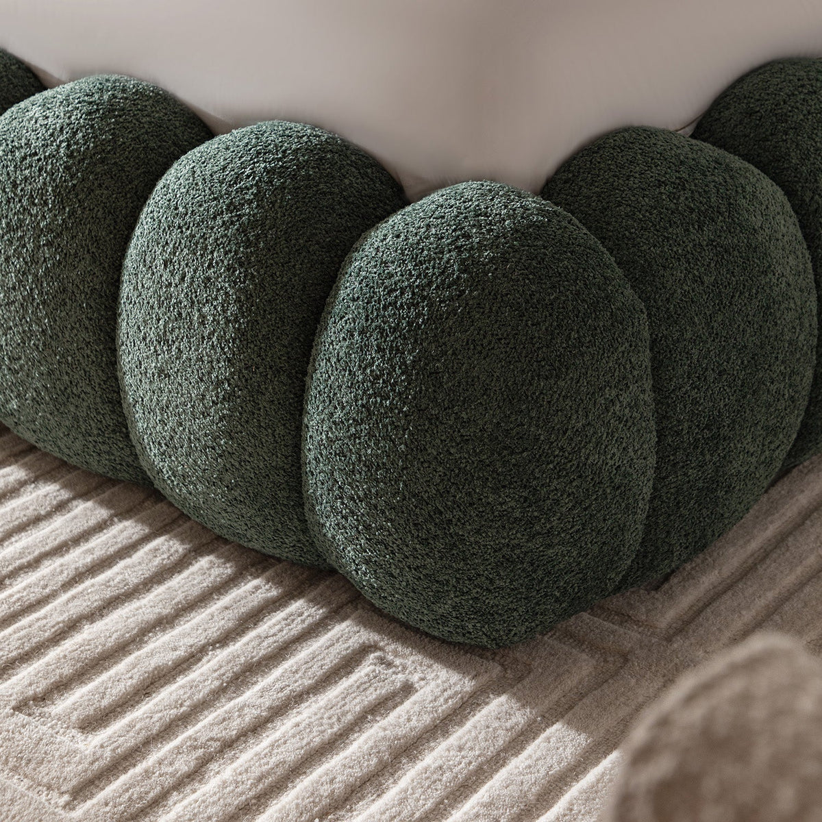 Sebastian Grand Storage Bed in Forest Green Teddy Bouclé