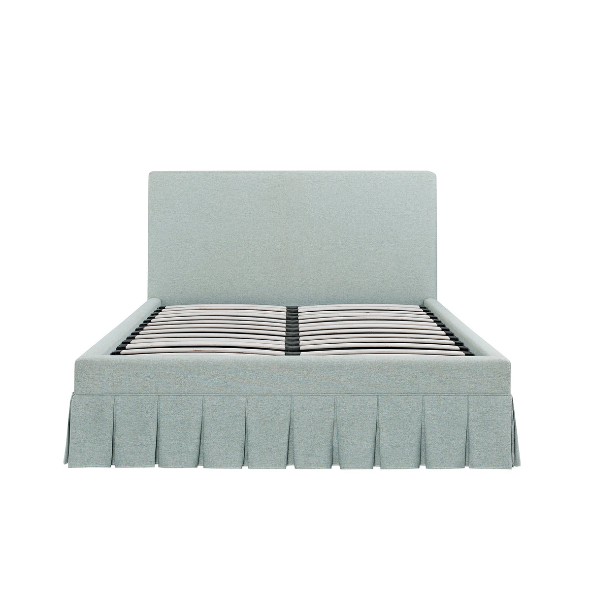 Egerton Box-Pleat Ottoman Storage Bed in Pale Aqua Brushed Fabric