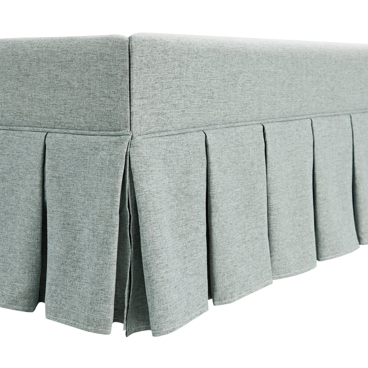 Egerton Box-Pleat Ottoman Storage Bed in Pale Aqua Brushed Fabric