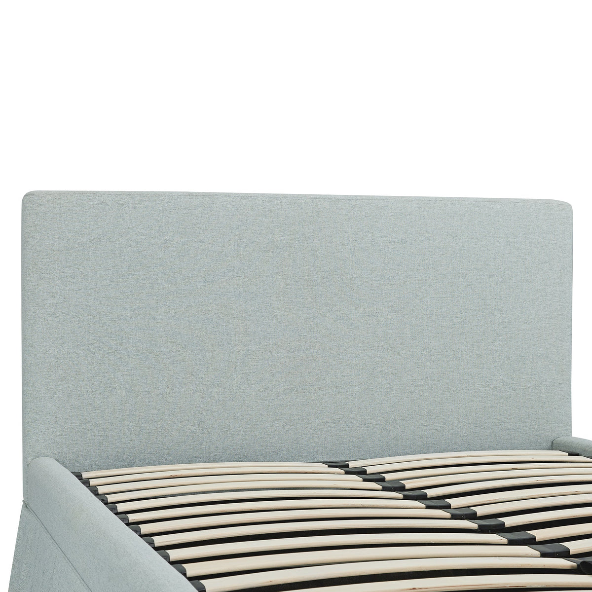 Egerton Box-Pleat Ottoman Storage Bed in Pale Aqua Brushed Fabric