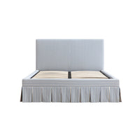 Egerton Box-Pleat Ottoman Storage Bed in Blue Striped Linen – image 7 of 90