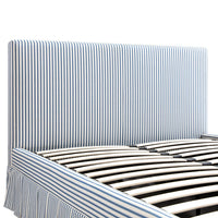 Egerton Box-Pleat Ottoman Storage Bed in Blue Striped Linen – image 14 of 90