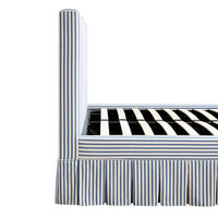 Egerton Box-Pleat Ottoman Storage Bed in Blue Striped Linen – image 16 of 90