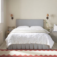 Egerton Box-Pleat Ottoman Storage Bed in Blue Striped Linen – image 1 of 90