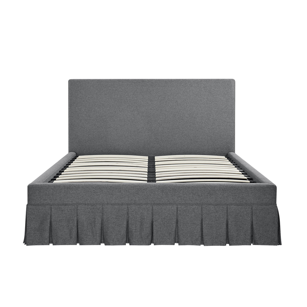 Egerton Box-Pleat Ottoman Storage Bed in Charcoal Brushed Fabric